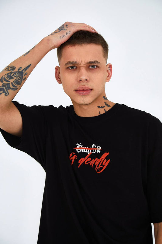 If Deadly Oversize T-shirt - Black Side