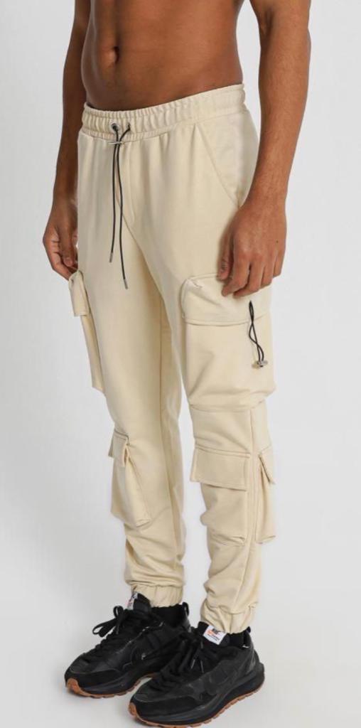 Plain Cargo Cotton Pants - Black Side