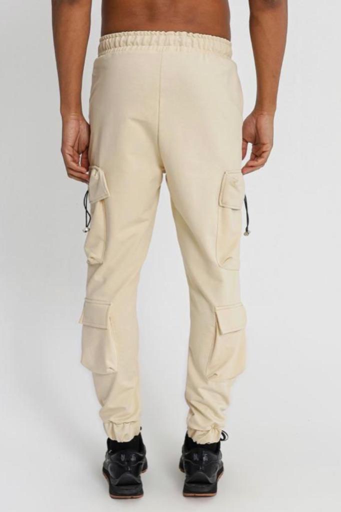 Plain Cargo Cotton Pants - Black Side