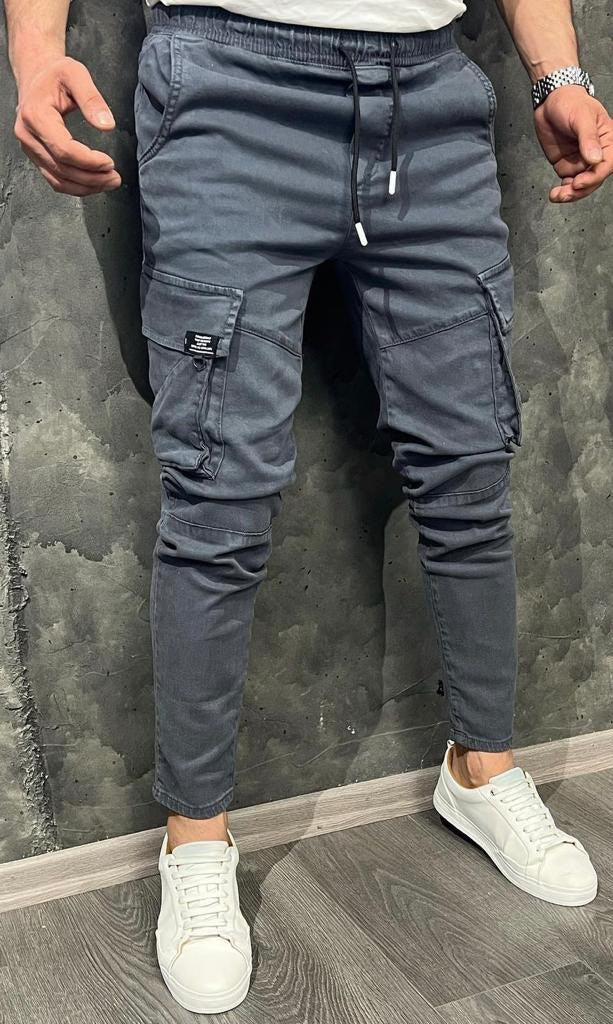 Plain Cargo Pants - Black Side